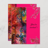 Invitation EXCALIBUR rouge fuchsia rose vif pourpre blanc (Devant / Derrière)