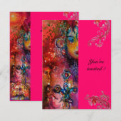 Invitation EXCALIBUR rouge fuchsia vif rose violet blanc (Devant / Derrière)