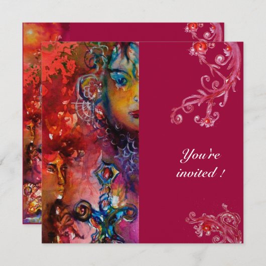 Invitation EXCALIBUR, rouge vif, (Devant / Derrière)