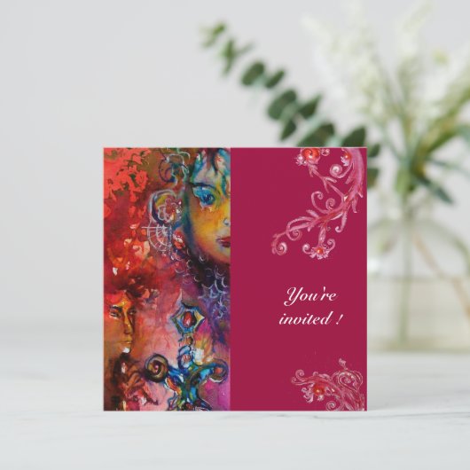 Invitation EXCALIBUR, rouge vif, (Debout devant)