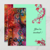 Invitation EXCALIBUR, rouge vif, bleu (Devant / Derrière)