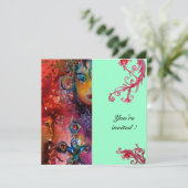 Invitation EXCALIBUR, rouge vif, bleu (Debout devant)