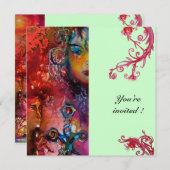 Invitation EXCALIBUR, rouge vif, bleu (Devant / Derrière)