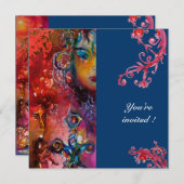 Invitation EXCALIBUR , rouge vif , bleu (Devant / Derrière)