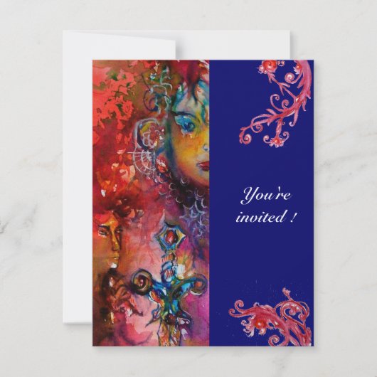 Invitation EXCALIBUR , rouge vif , bleu (Devant)