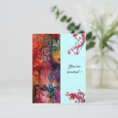 Invitation EXCALIBUR, rouge vif, bleu rose (Debout devant)