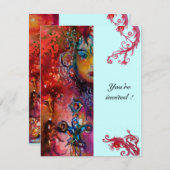 Invitation EXCALIBUR, rouge vif, bleu rose (Devant / Derrière)