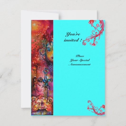 Invitation EXCALIBUR, rouge vif, bleu rose (Dos)