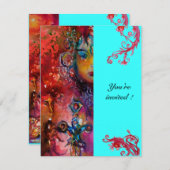 Invitation EXCALIBUR, rouge vif, bleu rose (Devant / Derrière)