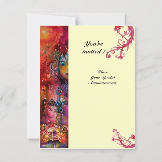 Invitation EXCALIBUR, rouge vif, bleu rose jaune (Dos)