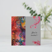 Invitation EXCALIBUR, rouge vif, gris (Debout devant)