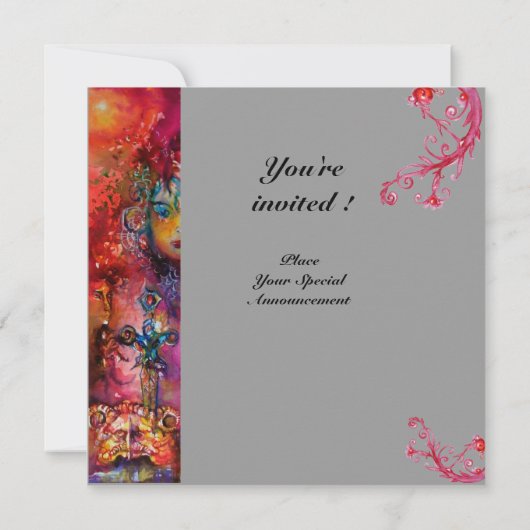 Invitation EXCALIBUR, rouge vif, gris (Dos)