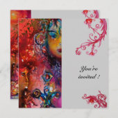 Invitation EXCALIBUR, rouge vif, gris (Devant / Derrière)