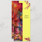 Invitation EXCALIBUR, rouge vif, jaune rose (Devant / Derrière)