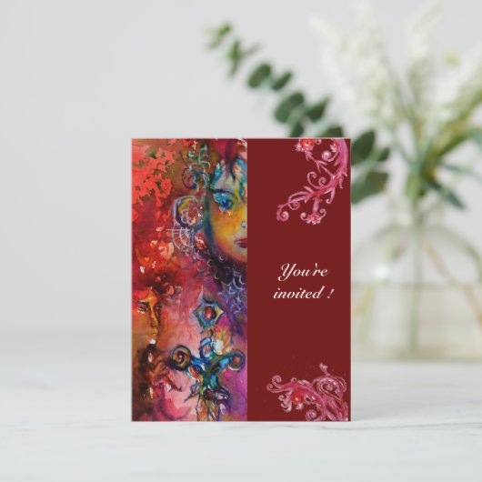 Invitation EXCALIBUR, rouge vif, noir (Debout devant)