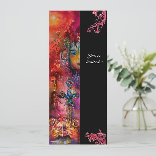 Invitation EXCALIBUR, rouge vif, noir (Debout devant)