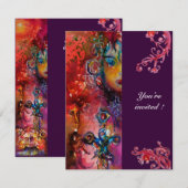 Invitation EXCALIBUR, rouge vif, pourpre (Devant / Derrière)