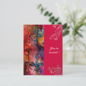 Invitation EXCALIBUR, rouge vif pourpre bleu rose blanc (Debout devant)