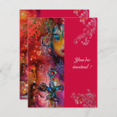 Invitation EXCALIBUR, rouge vif pourpre bleu rose blanc (Devant / Derrière)