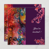 Invitation EXCALIBUR rouge vif pourpre fuchsia bleu jaune (Devant / Derrière)