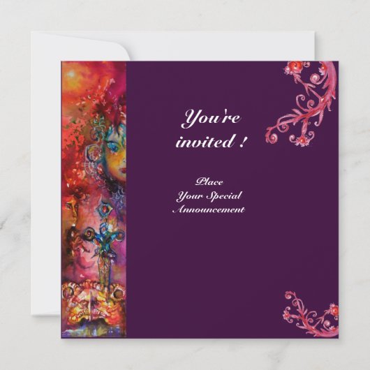 Invitation EXCALIBUR rouge vif pourpre fuchsia bleu jaune (Dos)