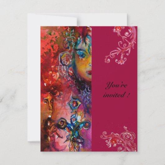 Invitation EXCALIBUR, rouge vif, rose (Devant)