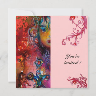 Invitation EXCALIBUR , rouge vif , rose