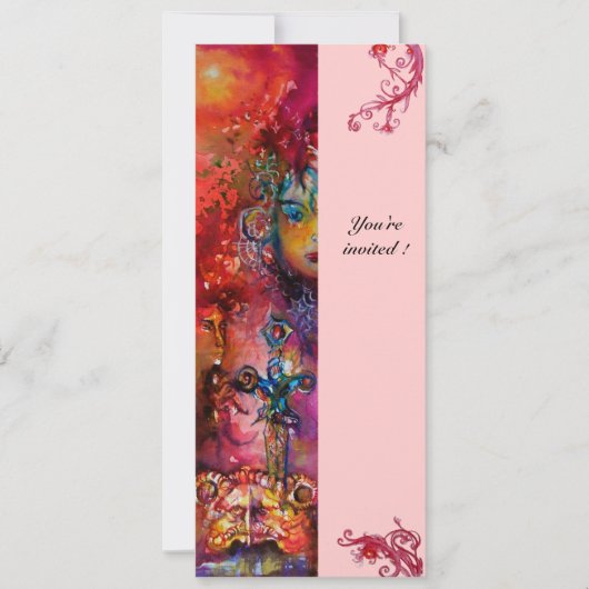 Invitation EXCALIBUR, rouge vif, rose (Devant)