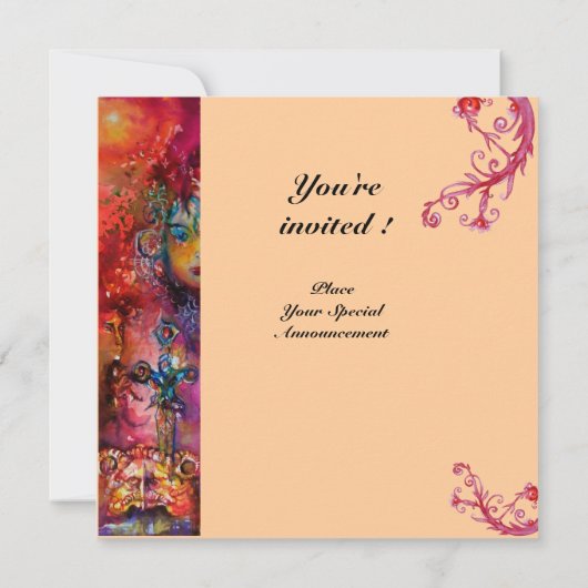 Invitation EXCALIBUR, rouge vif, rose (Dos)