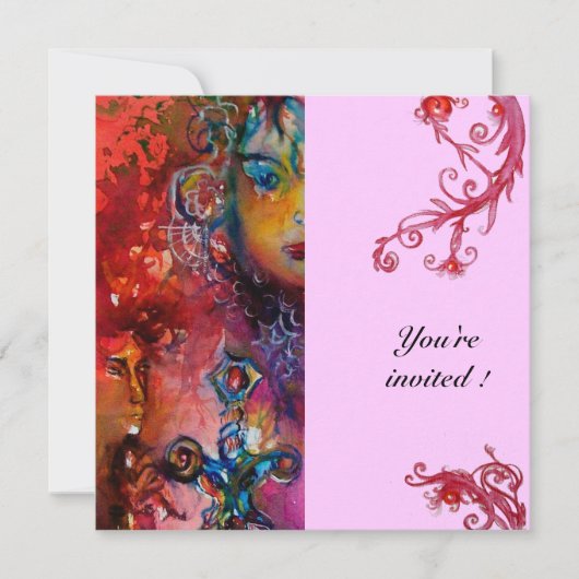 Invitation EXCALIBUR , rouge vif , rose (Devant)