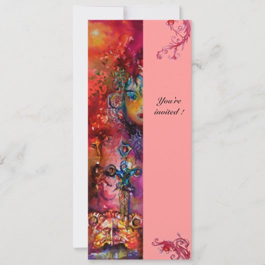 Invitation EXCALIBUR , rouge vif , rose (Devant)