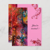 Invitation EXCALIBUR, rouge vif, rose (Devant / Derrière)