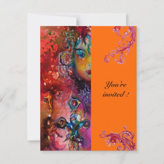 Invitation EXCALIBUR, rouge vif, rose (Devant)