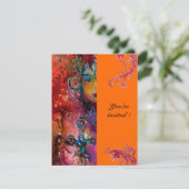 Invitation EXCALIBUR, rouge vif, rose (Debout devant)