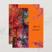 Invitation EXCALIBUR, rouge vif, rose (Devant / Derrière)