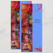 Invitation EXCALIBUR , rouge vif , rose bleu (Devant / Derrière)