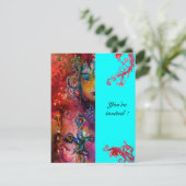 Invitation EXCALIBUR, rouge vif, rose bleu (Debout devant)