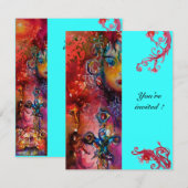Invitation EXCALIBUR , rouge vif , rose bleu (Devant / Derrière)