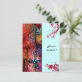 Invitation EXCALIBUR, rouge vif, rose bleu (Debout devant)