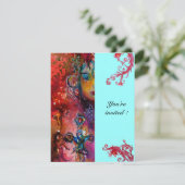 Invitation EXCALIBUR, rouge vif, rose bleu (Debout devant)