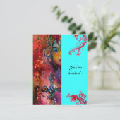 Invitation EXCALIBUR, rouge vif, rose bleu (Debout devant)