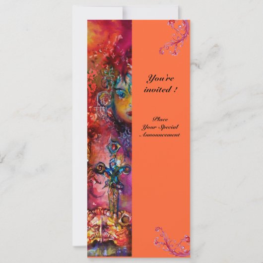 Invitation EXCALIBUR, rouge vif, rose bleu jaune (Dos)