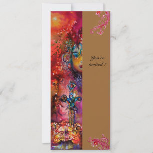 Invitation EXCALIBUR, rouge vif, rose bleu jaune