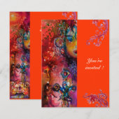 Invitation EXCALIBUR, rouge vif, rose bleu orange (Devant / Derrière)