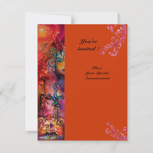 Invitation EXCALIBUR , rouge vif , rose bleu orange (Dos)