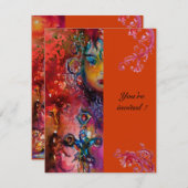 Invitation EXCALIBUR , rouge vif , rose bleu orange (Devant / Derrière)