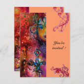 Invitation EXCALIBUR , rouge vif , rose bleu orange (Devant / Derrière)