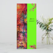 Invitation EXCALIBUR , rouge vif , rose bleu vert (Debout devant)