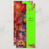 Invitation EXCALIBUR , rouge vif , rose bleu vert (Devant / Derrière)