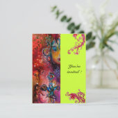 Invitation EXCALIBUR , rouge vif , rose bleu vert (Debout devant)